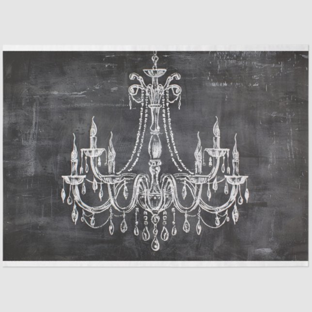 Papel De Seda Decoupage do Chandelier Chalkboard (Frente )