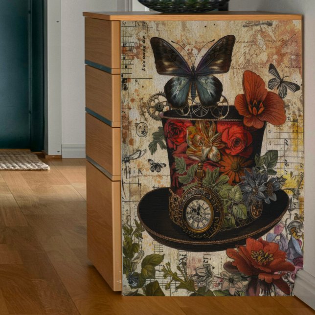 Papel De Seda Decoupage do Chapéu Negro Steampunk (Criador carregado)