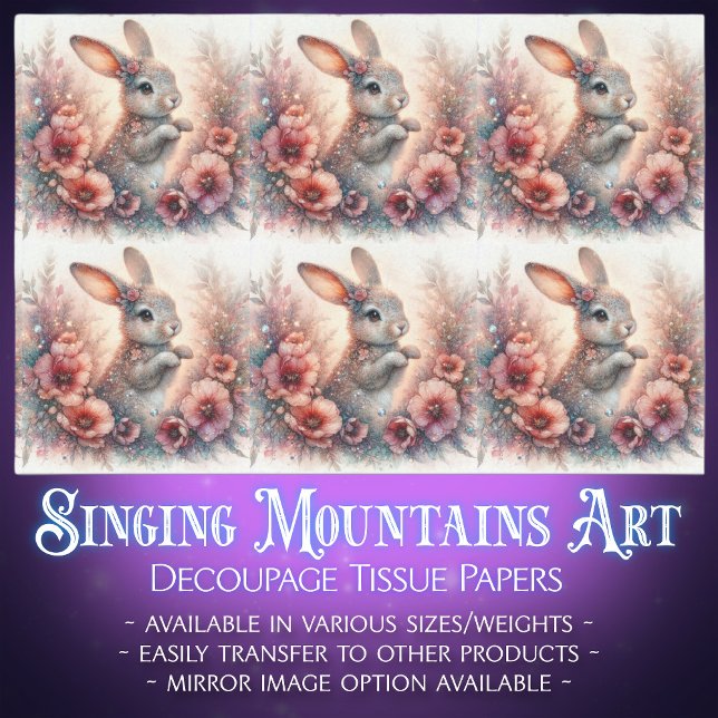 Papel De Seda Decoupage do Coelho da Páscoa Floral de Aquarela (Criador carregado)