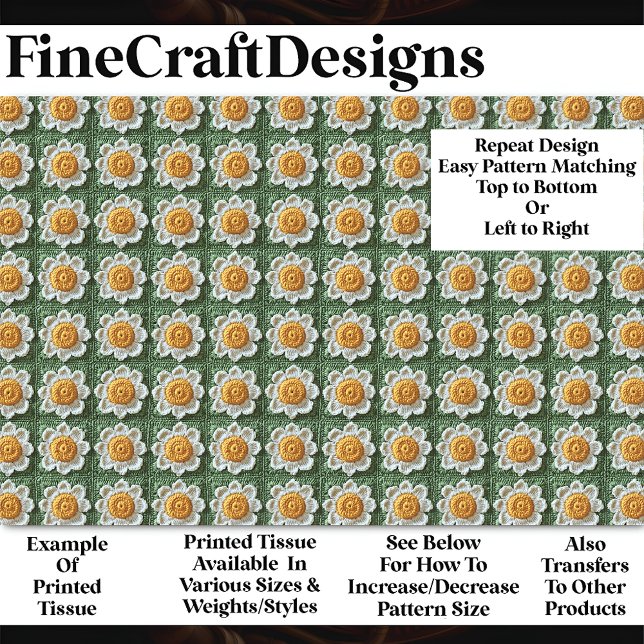 Papel De Seda Decoupage do Crochet Daisy BN9, feito à mão, (Criador carregado)