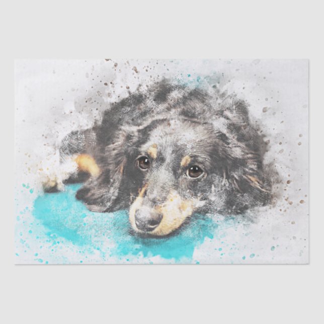 Papel De Seda Decoupage do Dachshund Watercolor (Frente )