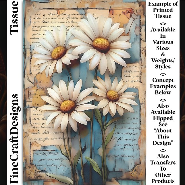 Papel De Seda Decoupage do DB5R da Rússia White Daisies do Chiqu (Criador carregado)