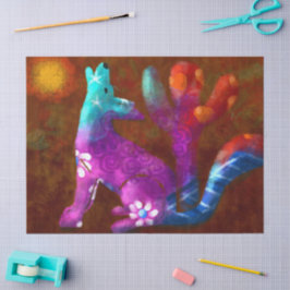 Papel De Seda Decoupage do Deserto de Coyote Saguaro Cactus