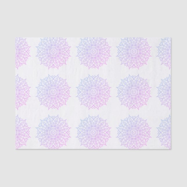 Papel De Seda Decoupage do Elegante Púrpura Boho Ombre Mandala (Frente )