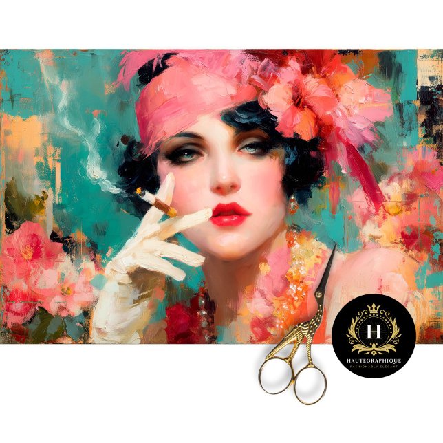 Papel De Seda Decoupage do Glama de Flapper do enfumaçado (Criador carregado)