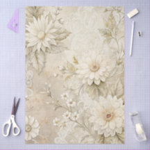 Decoupage do Grunge Floral Branco Elegante