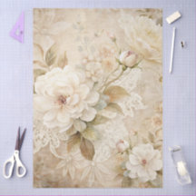 Decoupage do Grunge Floral Branco Elegante