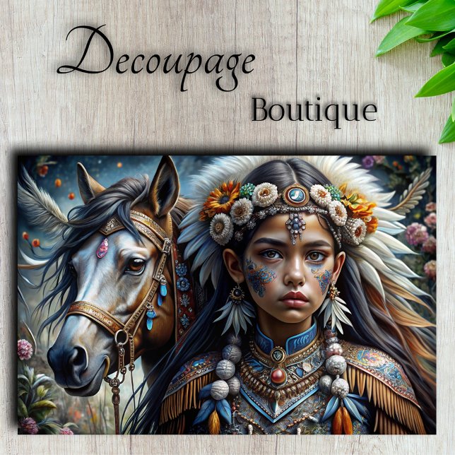 Papel De Seda Decoupage do Guerreiro Espiritual (Spirit Warrior Decoupage Tissue Paper)