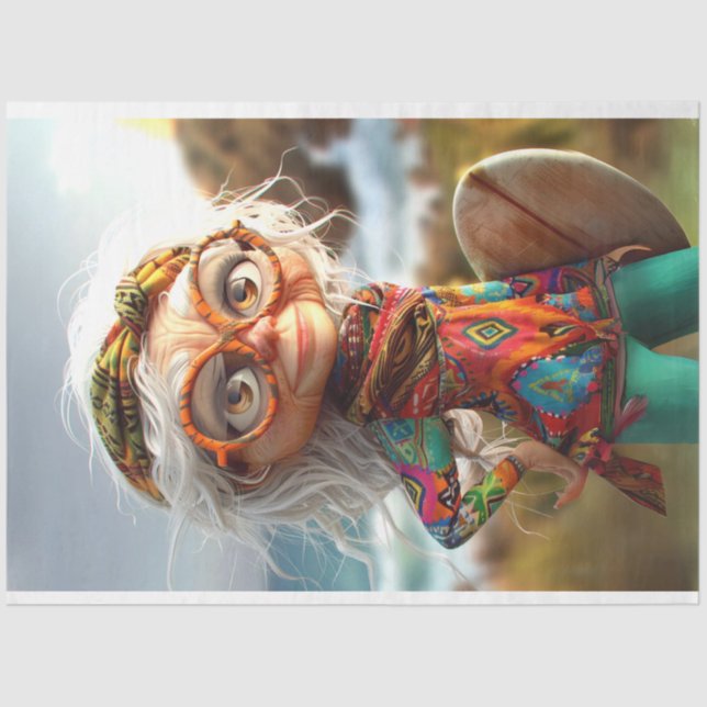 Papel De Seda Decoupage do Hippie Surfin Grama (Frente )