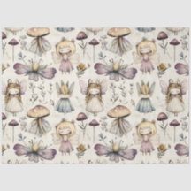 Decoupage do Jardim de Flores de Cogumelos e Fadas