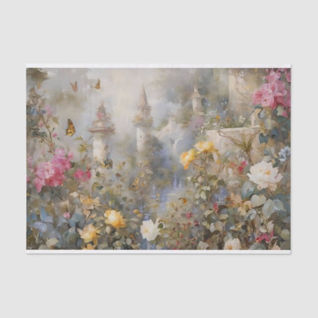 Papel De Seda Decoupage do Jardim Flor Encantado (Frente )