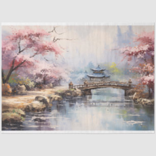 Papel De Seda Decoupage do Jardim Japonês de Árvores do Flor de