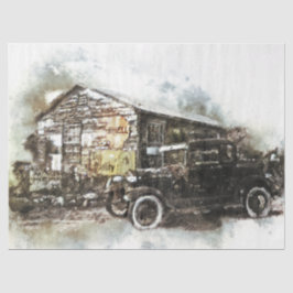 Papel De Seda Decoupage do Modelo T & Barn Vintage 20x30