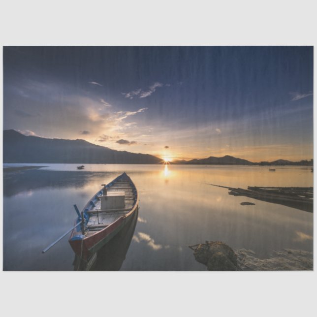 Papel De Seda Decoupage do Oceano de Barcos solitários 20-x30 (Frente )