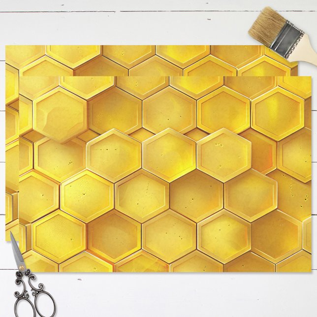 Papel De Seda Decoupage do ouro Honeycomb (Criador carregado)