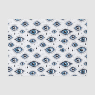 Papel De Seda Decoupage do Padrão de Olhos Azuis Abstrato Modern