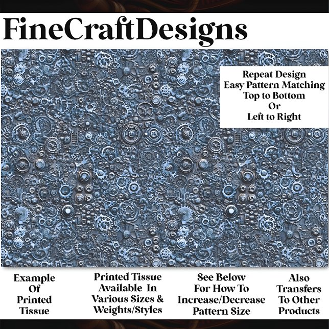 Papel De Seda Decoupage do Padrão Mecânico Steampunk Blue BN2 (Criador carregado)