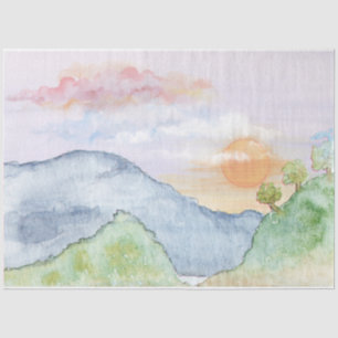 Papel De Seda Decoupage do Paisagem de Aquarela