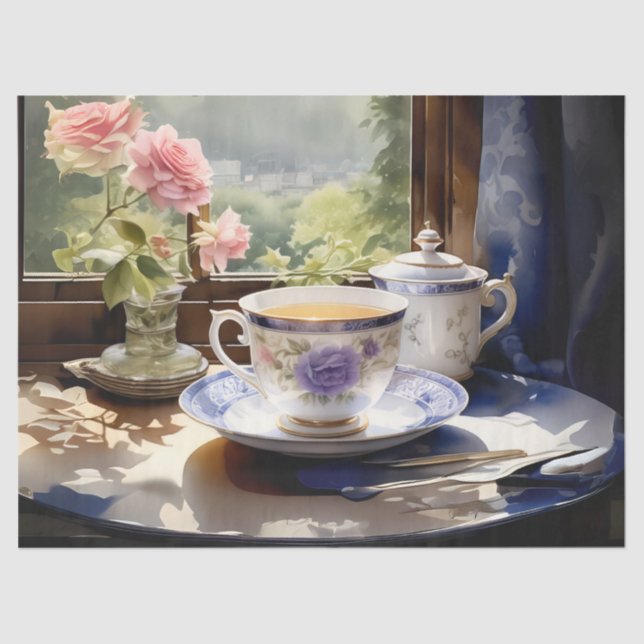 Papel De Seda Decoupage do Partido do Chá Vitoriano (Frente )