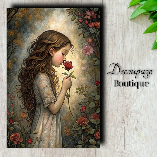 Papel De Seda Decoupage do Primeiro Beijo de Rose (Rose's First Kiss Decoupage Tissue Paper)