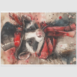 Papel De Seda Decoupage do Raccoon de Natal