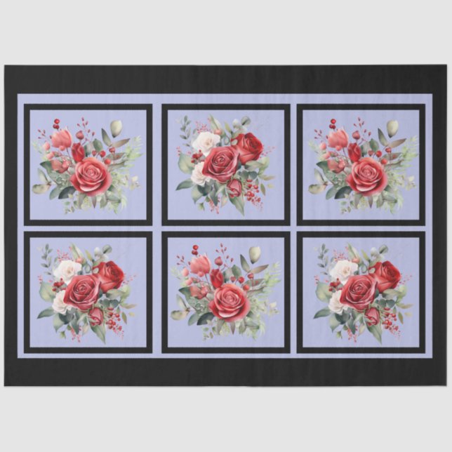 Papel De Seda Decoupage do Rosa vermelha em Lado (Frente )