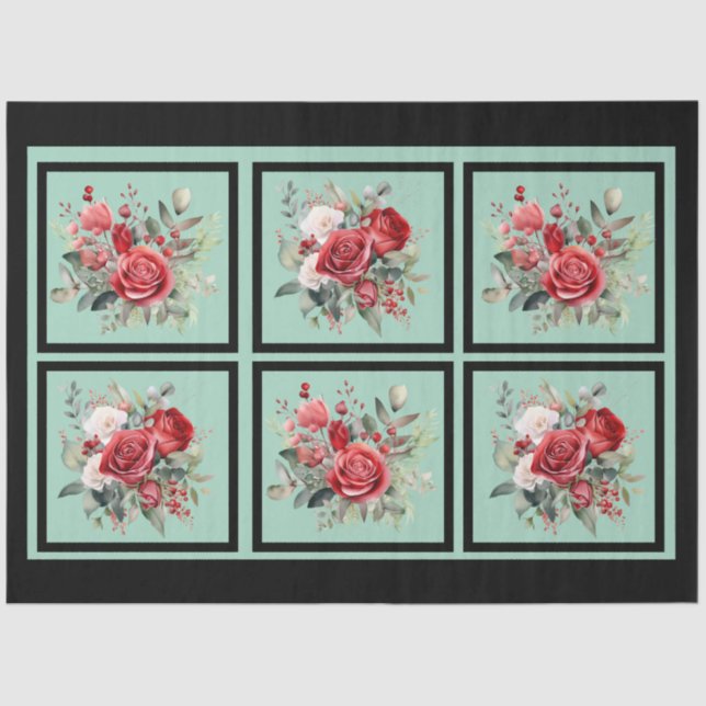 Papel De Seda Decoupage do Rosa vermelha em Lado (Frente )