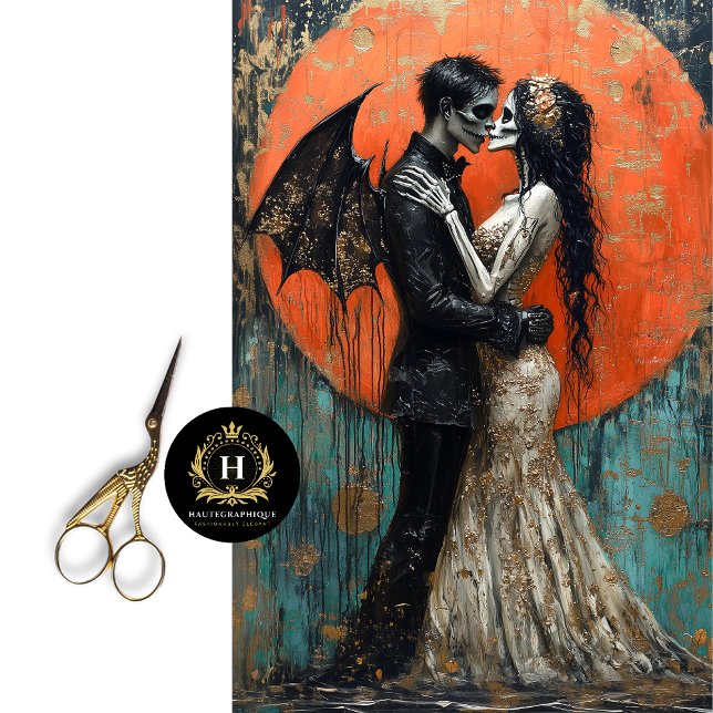 Papel De Seda Decoupage do Skeleton da Sereia de Casamento Gótic (Criador carregado)