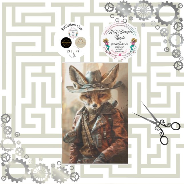 Papel De Seda Decoupage do Steampunk Gunslinger Fox (Criador carregado)