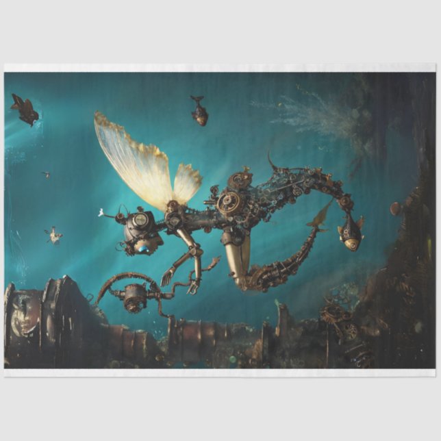 Papel De Seda Decoupage do Vedante Submarino Steampunk (Frente )