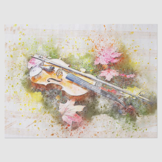 Papel De Seda Decoupage do Violin Watercolor (Frente )