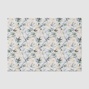 Papel De Seda Decoupage Dourada de Bambu Verde com Aquarela Japo