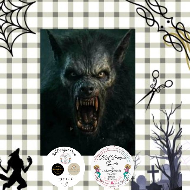 Papel De Seda Decoupage Dracula Werewolf com Presas Lunar Howl (Criador carregado)