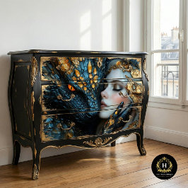 Papel De Seda Decoupage Dragão Mulher Enfeitiçada Arte Cadeira U