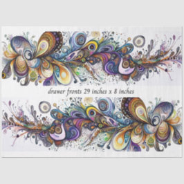 Papel De Seda Decoupage Drawer Front 29x8 Teardrop Motif Vibrant