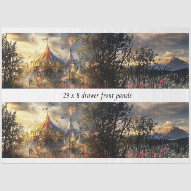 Papel De Seda Decoupage Drawer Front Big Top Carnival Panel  (Frente )