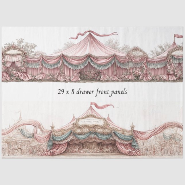 Papel De Seda Decoupage Drawer Fronts Rococo Pastel Circus Tents (Frente )