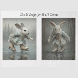 Papel De Seda Decoupage Easter Skating Rabbit Duo 11x14 Canvas 