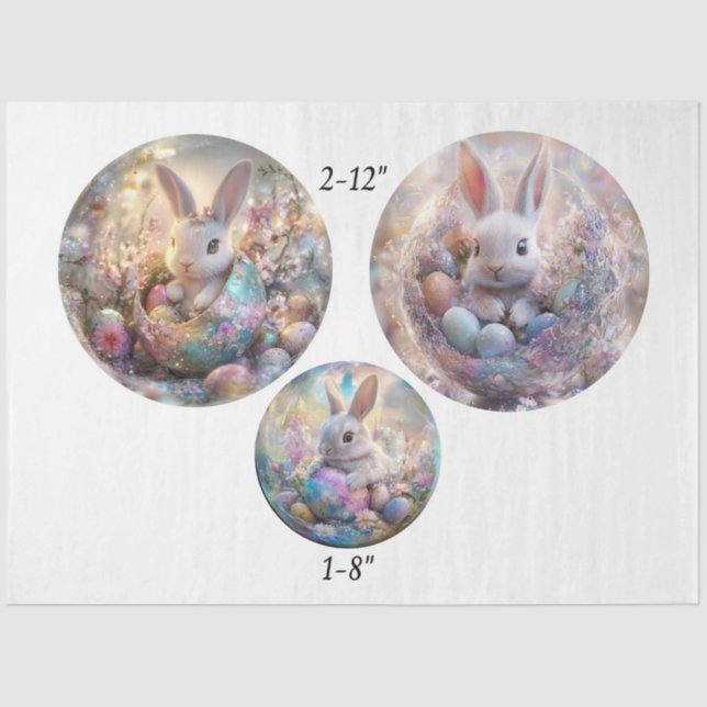 Papel De Seda Decoupage Easter Spring 12" & 8" Rounds  (Frente )
