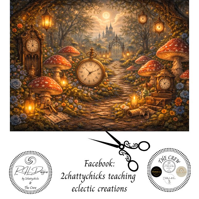 Papel De Seda Decoupage Enchanted Mushroom Clock Garden (Criador carregado)