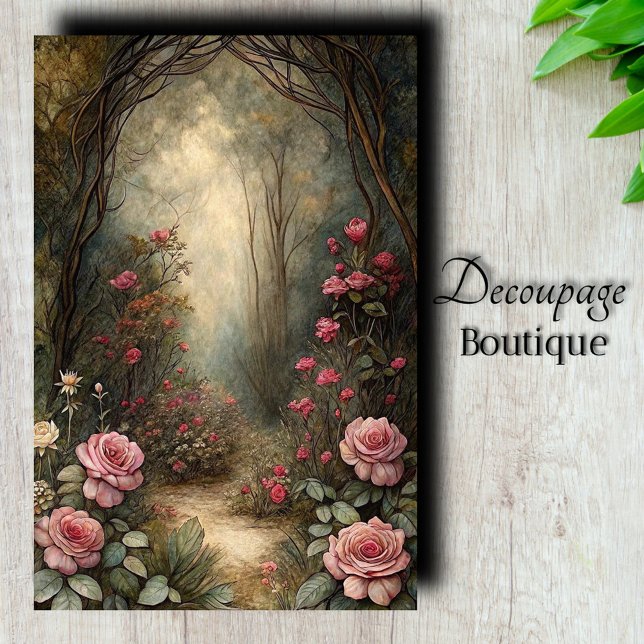 Papel De Seda Decoupage Enchanted Roseway (Enchanted Roseway Decoupage Tissue Paper)