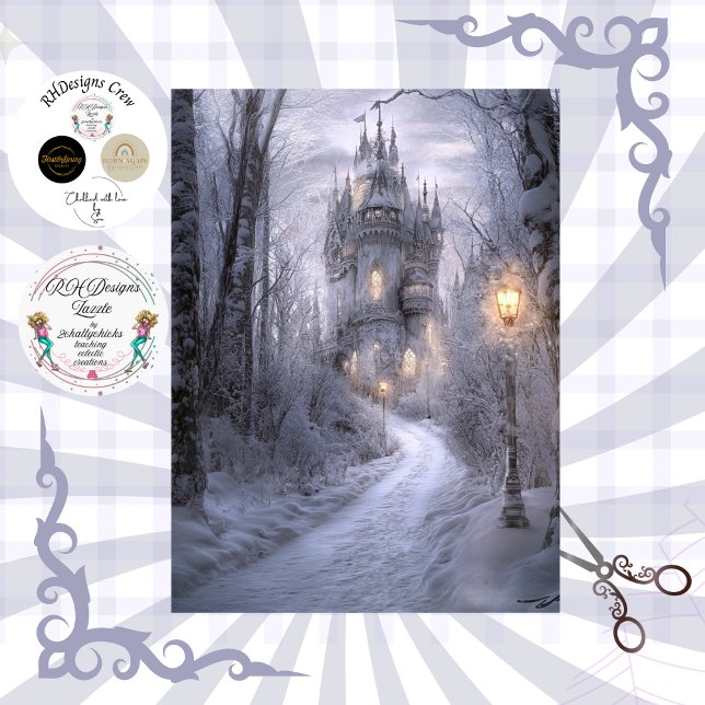 Papel De Seda Decoupage Enchanted Winter Irish Princess Castle  (Criador carregado)