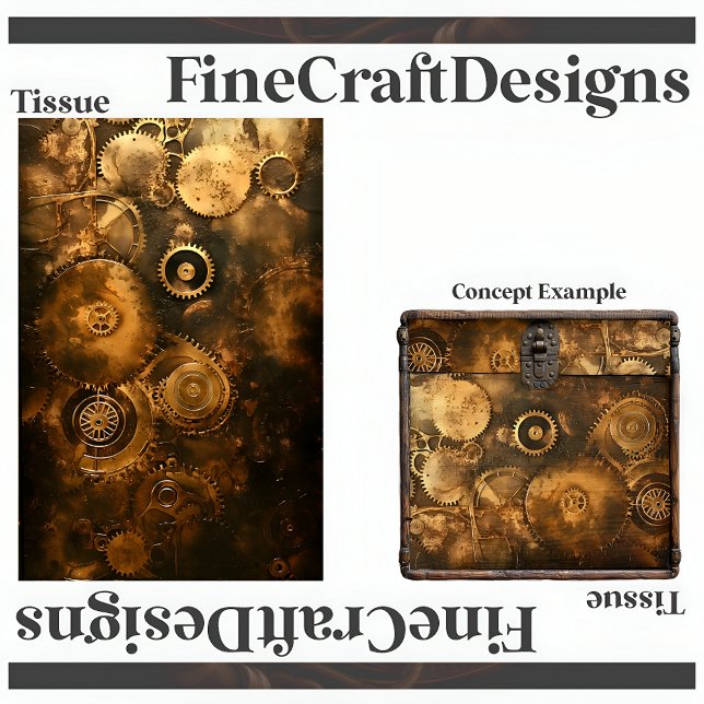 Papel De Seda Decoupage Engrenagens e Rodas Steampunk  Tinta Fal (Criador carregado)