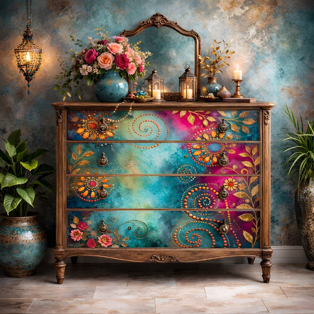 Papel De Seda Decoupage Espiral Dourada (Golden Spiral Decoupage Tissue Paper Mockup)