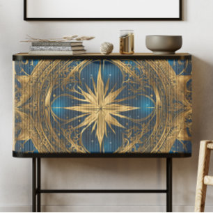 Papel De Seda Decoupage estrela azul e dourada celta