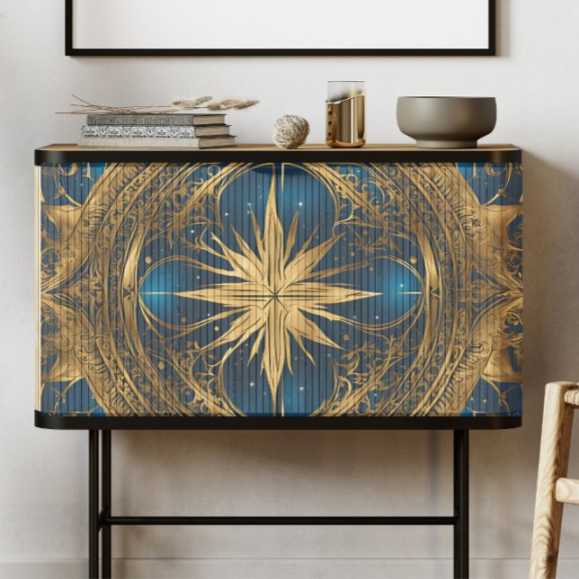 Papel De Seda Decoupage estrela azul e dourada celta (Criador carregado)