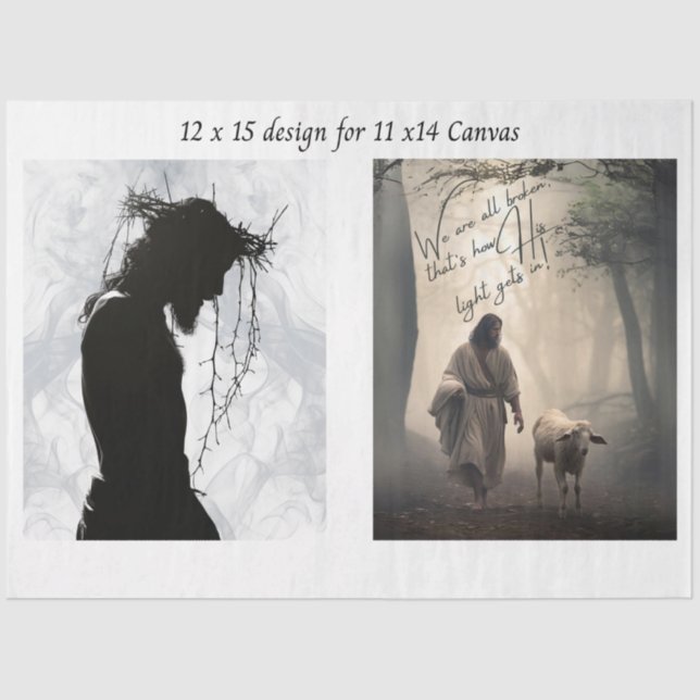 Papel De Seda Decoupage Faith Based Jesus 11x14 Canvas (Frente )