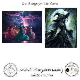 Papel De Seda Decoupage Fantasy Dancing Witches 11x14 Canvas