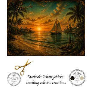 Papel De Seda Decoupage Farol do Pôr do Sol da Flórida & Barco à