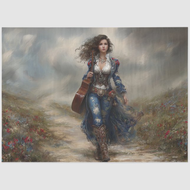 Papel De Seda Decoupage Fields of Melody Country Singer  (Frente )